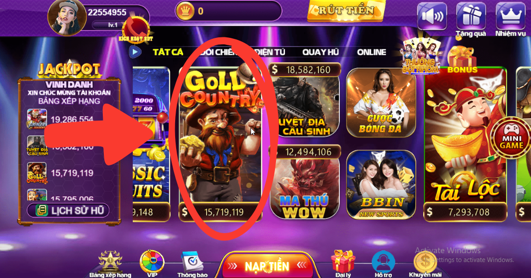 Chọn game Gold Country tại trang chủ của 68Gamebai.