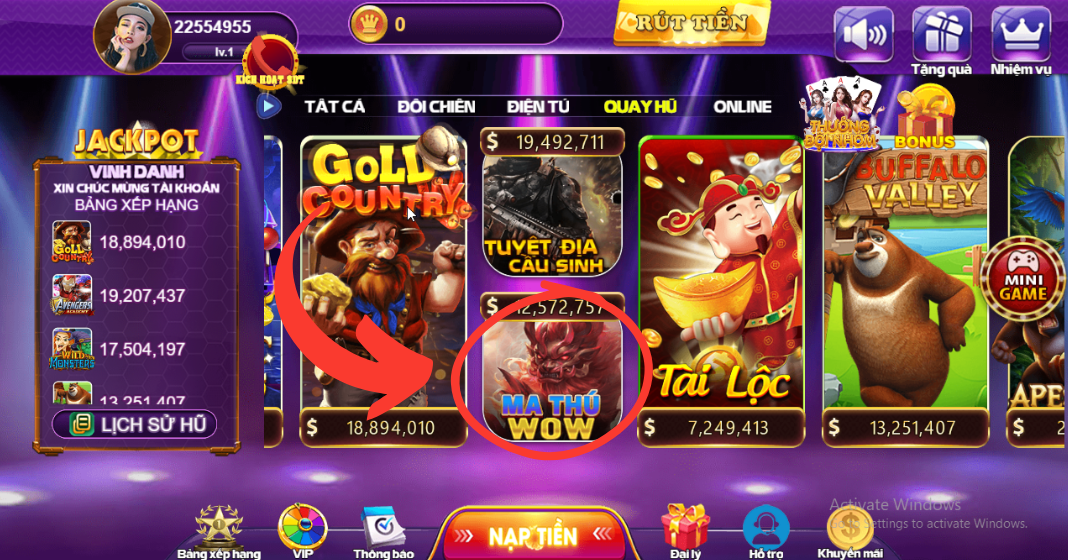 Cách đăng nhập 68Gamebai và chơi Ma Thú Wow.